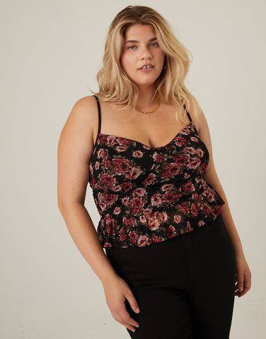 Curve Floral Bustier Cropped Tank