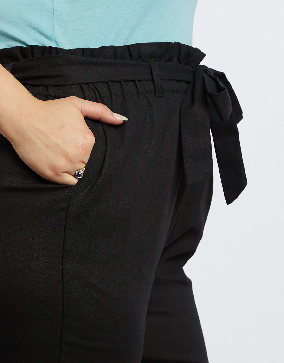 plus size high waisted paperbag trousers