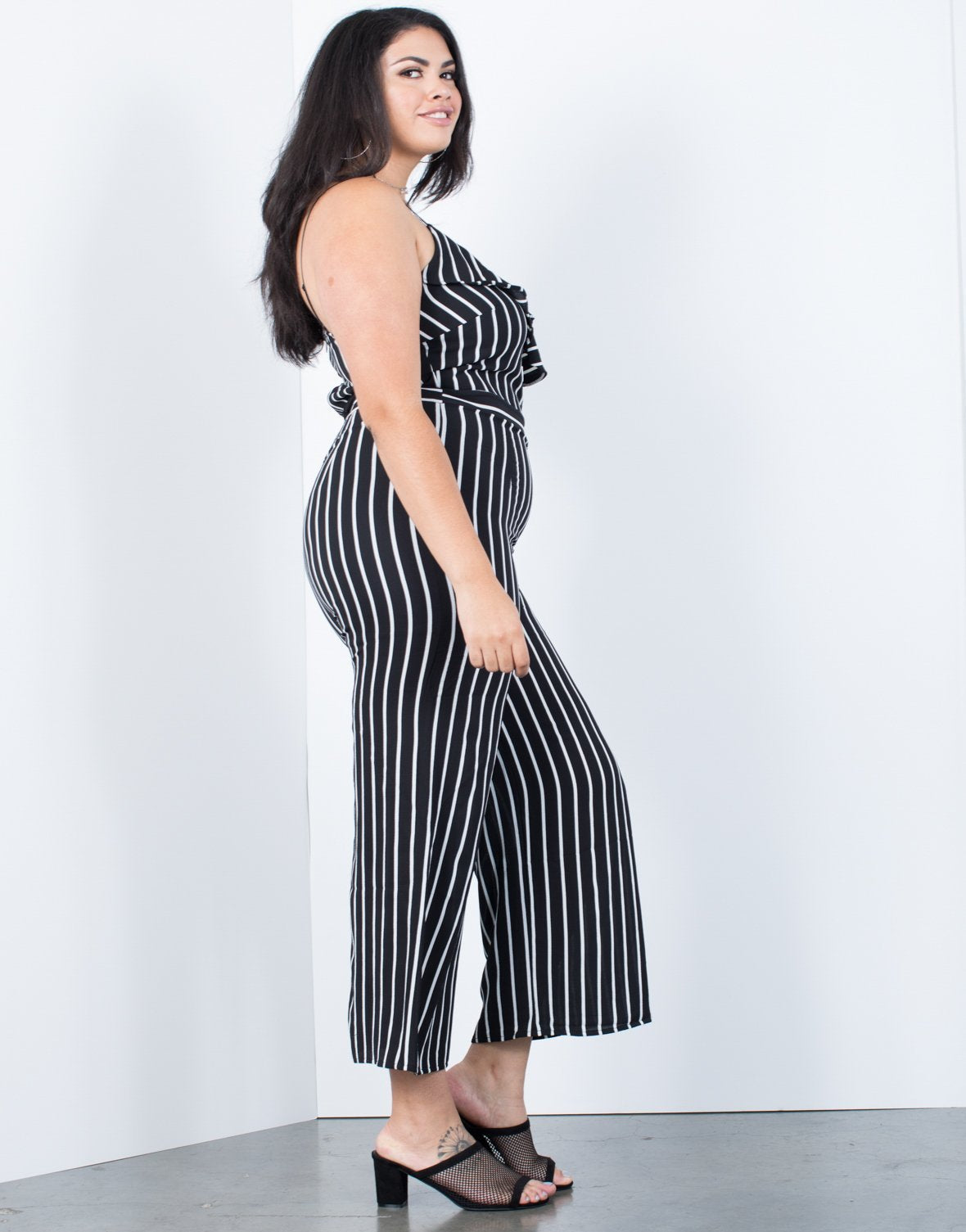 plus striped jumpsuit