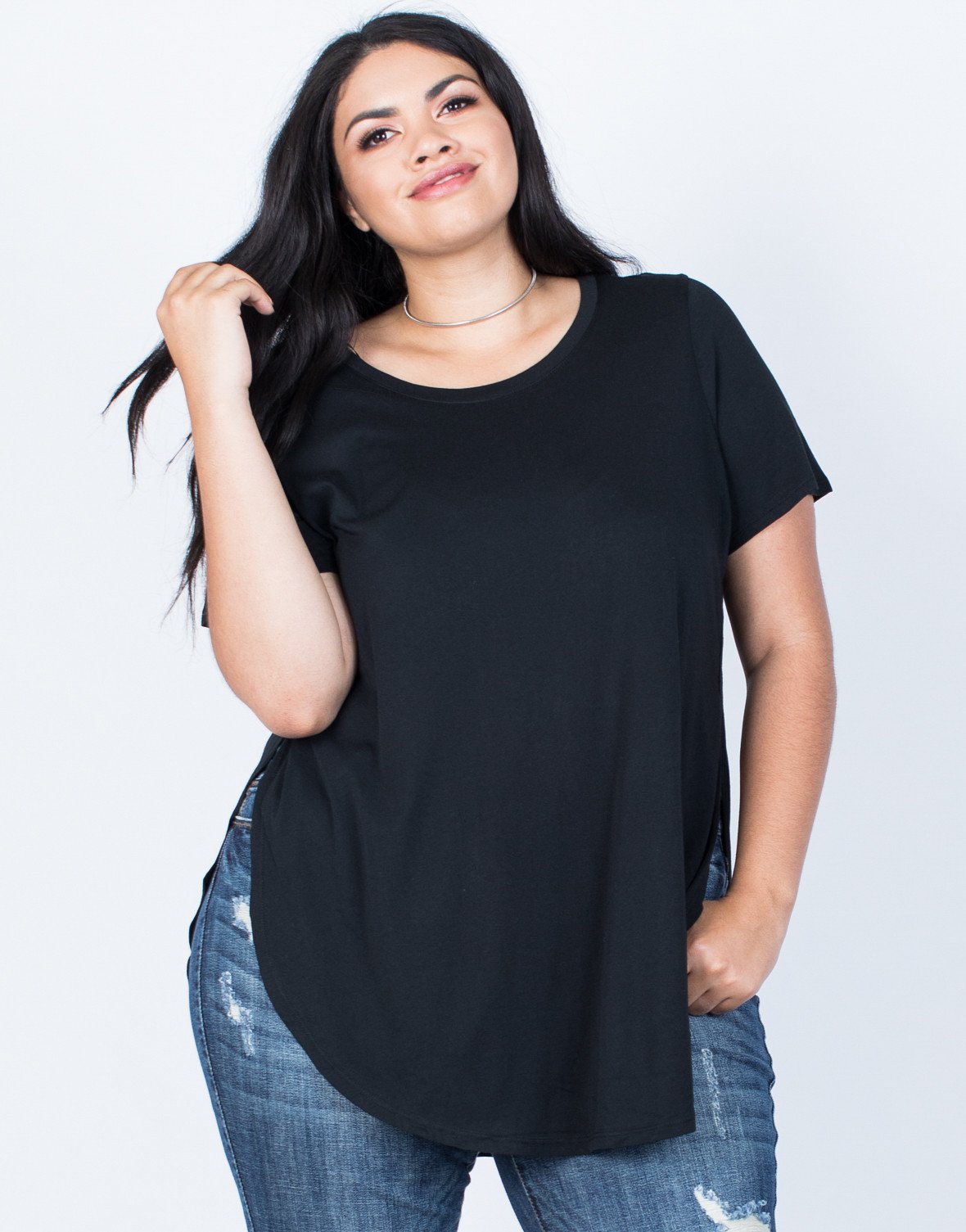 black plus size tops