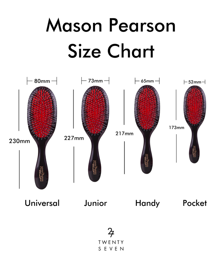 Twentyseven Toronto - Mason Pearson Pastel Pink Mason Pearson Hair Brush - Sizing Chart