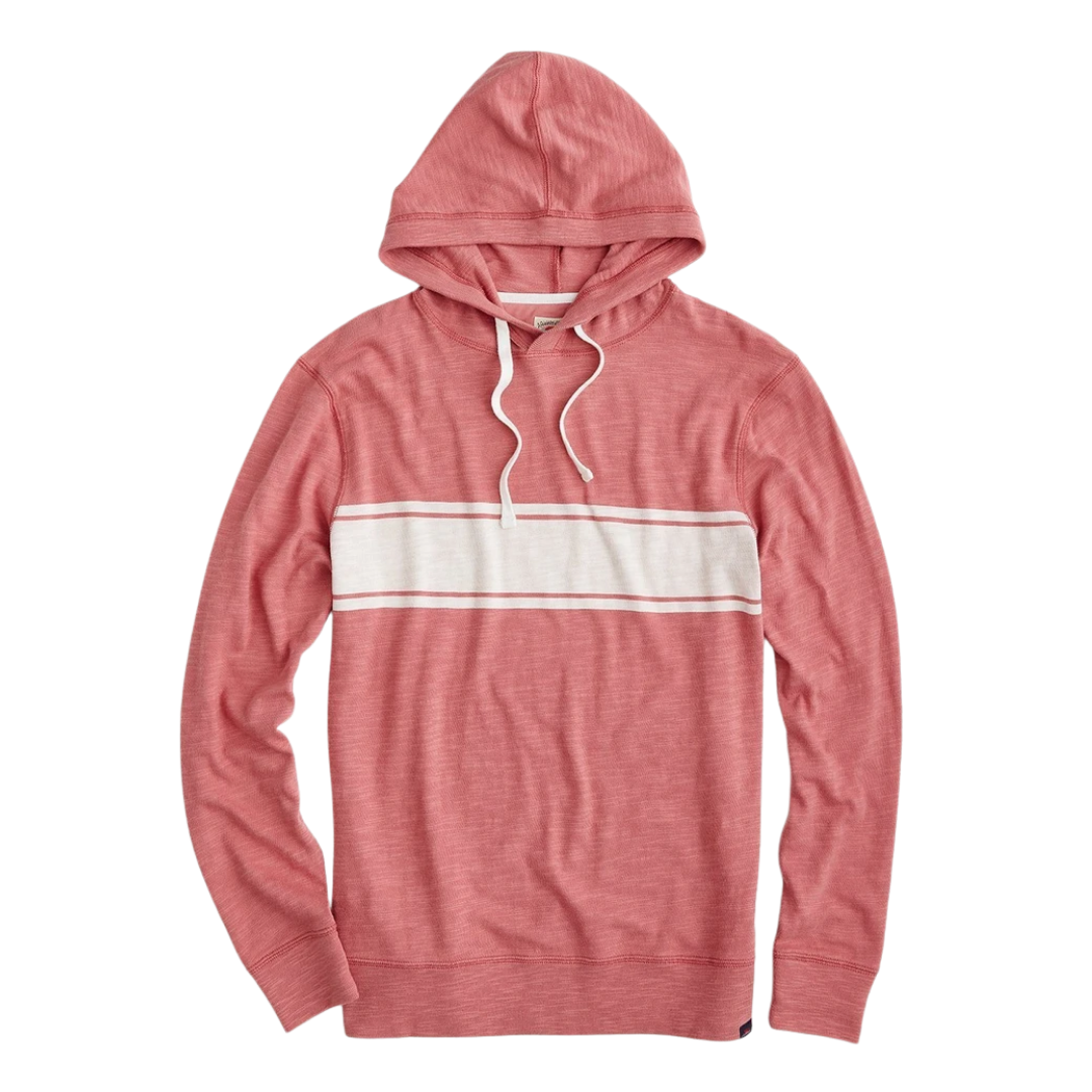 Faherty Surf Stripe Slub Hoodie in Summer Red