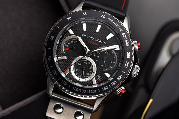 Filippo Loreti Ascari Sport Steel Black Leather watch