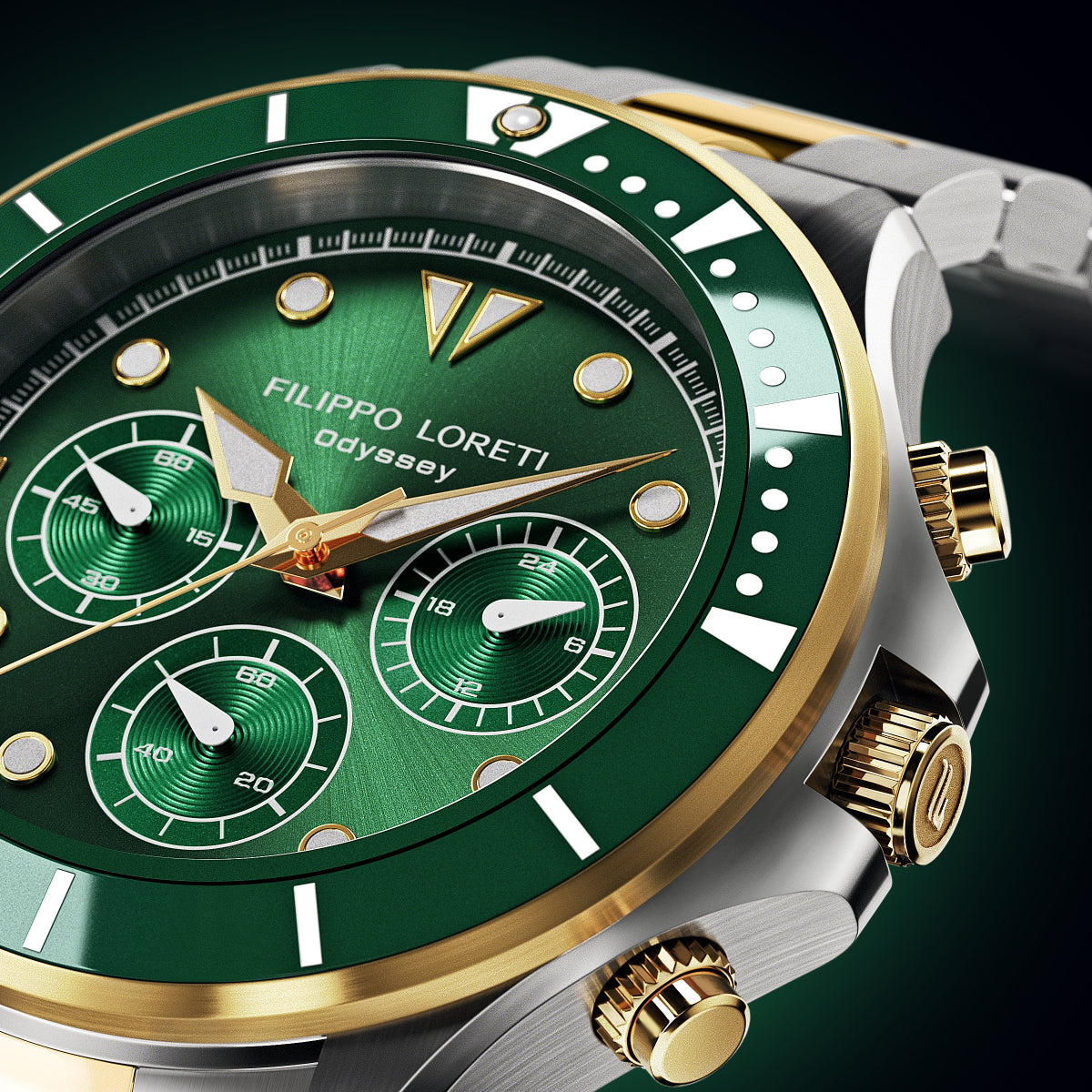 Odyssey Two Tone Green Link | Filippo Loreti Watch