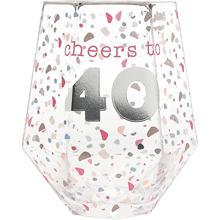 Cheers to 40 Geometric Glass