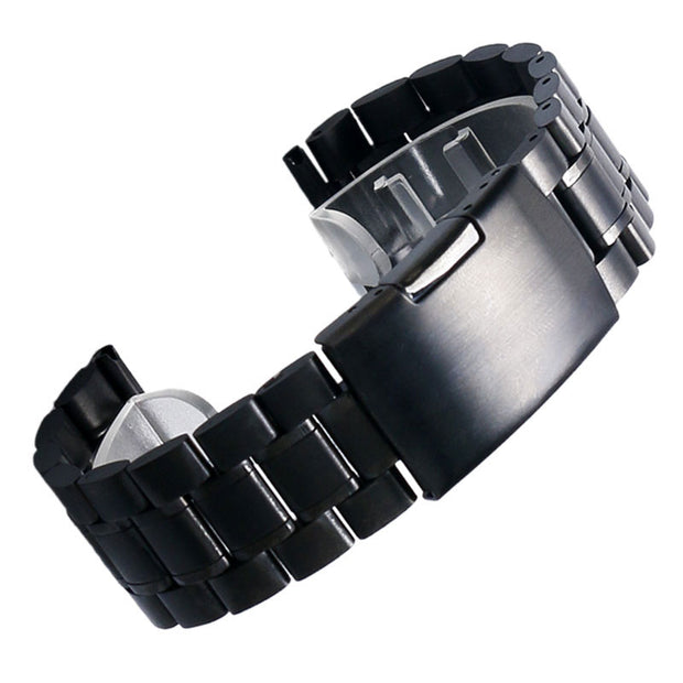 20mm black metal watch strap