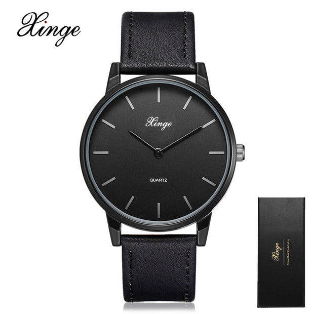 simple black leather watch