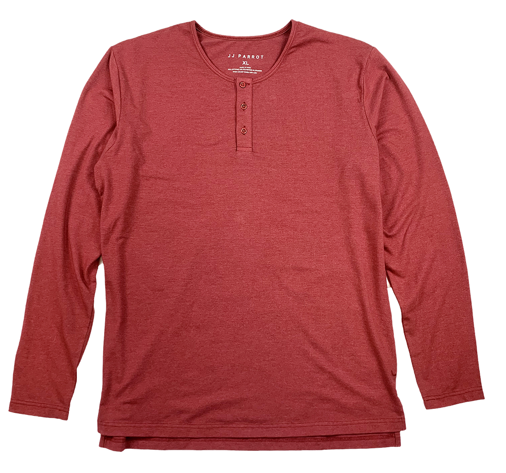 Faded Red Long Sleeve Henley Shirt - JJ Parrot