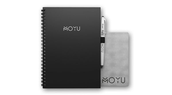 Hardcover notebook containing 40 erasable multifunctional stone paper pages. MOYU notebooks are produced without trees, water and bleach. 