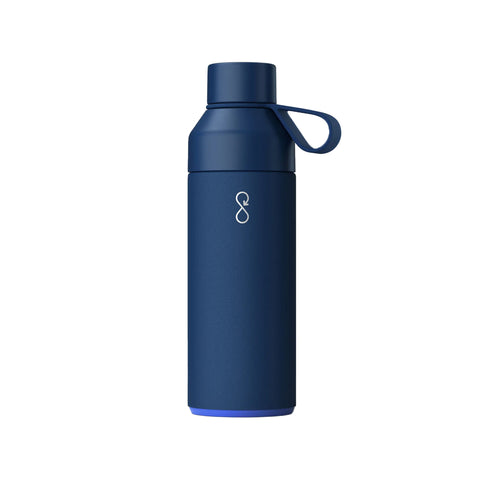 500ml Ocean bottle which stops 1000 plastic bottles from entering the ocean. Made from double wall 90% recycled stainless steel, BPA-free plastic, silicone rubber and ocean-bound plastic