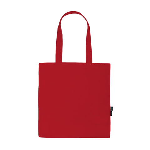 Lightweight organic fair-trade cotton classic tote bag with long handles and reinforced stress points to secure a durable and long-lasting reusable bag