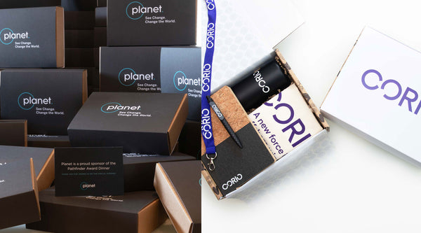 Examples of corporate gift boxes using sustainably sourced packing