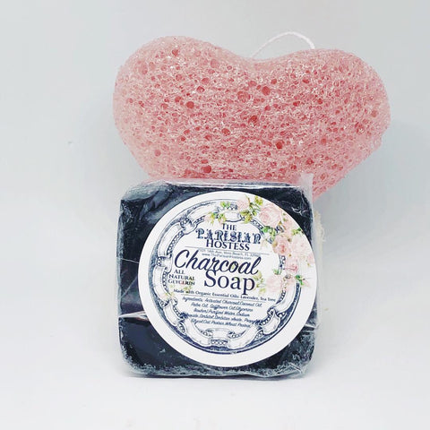 Activated Charcoal Soap with Frankincense and Konjac Sponge