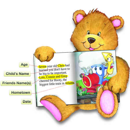 Bear holding personalized book