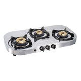 Glen Stainless Steel 3 Burner LPG Gas Cooktop 1035 SS HF BB AI, Silver