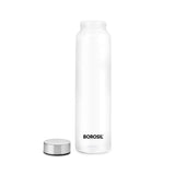 Borosil Crysto Borosilicate Glass Water Bottle, Stainless Steel Lid, Wide Mouth, 1L - For Fridge and Office