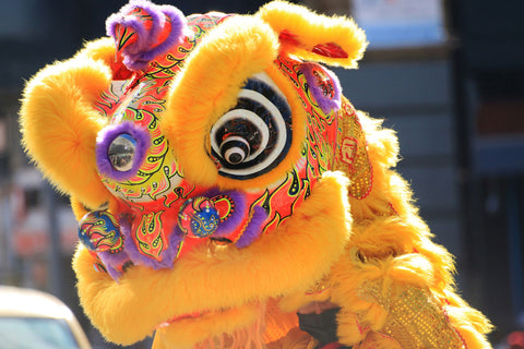 Yellow Chinese New Year Lion Dance