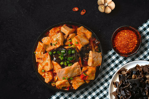 Vegetarian Mapo Tofu with Soeos Dried Wood Ear Mushrooms