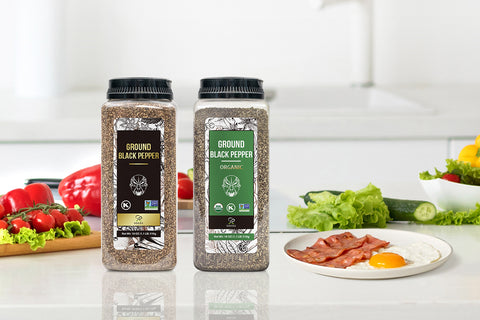 Soeos Ground Black Pepper and Organic Ground Black Pepper