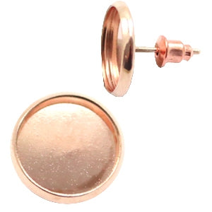 12mm Cabochon Metal Earrings - Rose Gold - Jolif The Craft Shop