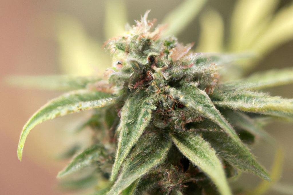 Close-up of a blooming Cannabis Indica flower.