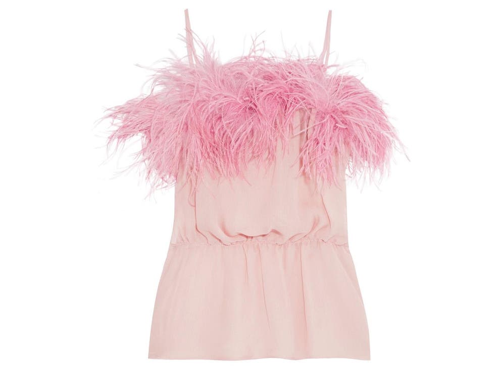 PRADA Pink Silk Feather Top Sz Small – Wopsters Closet