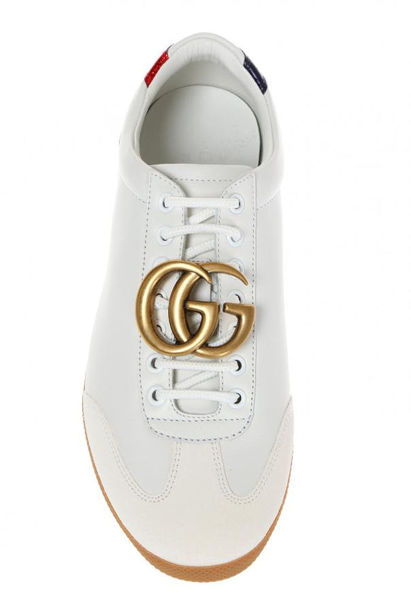 Gucci Metal GG logo White Leather 