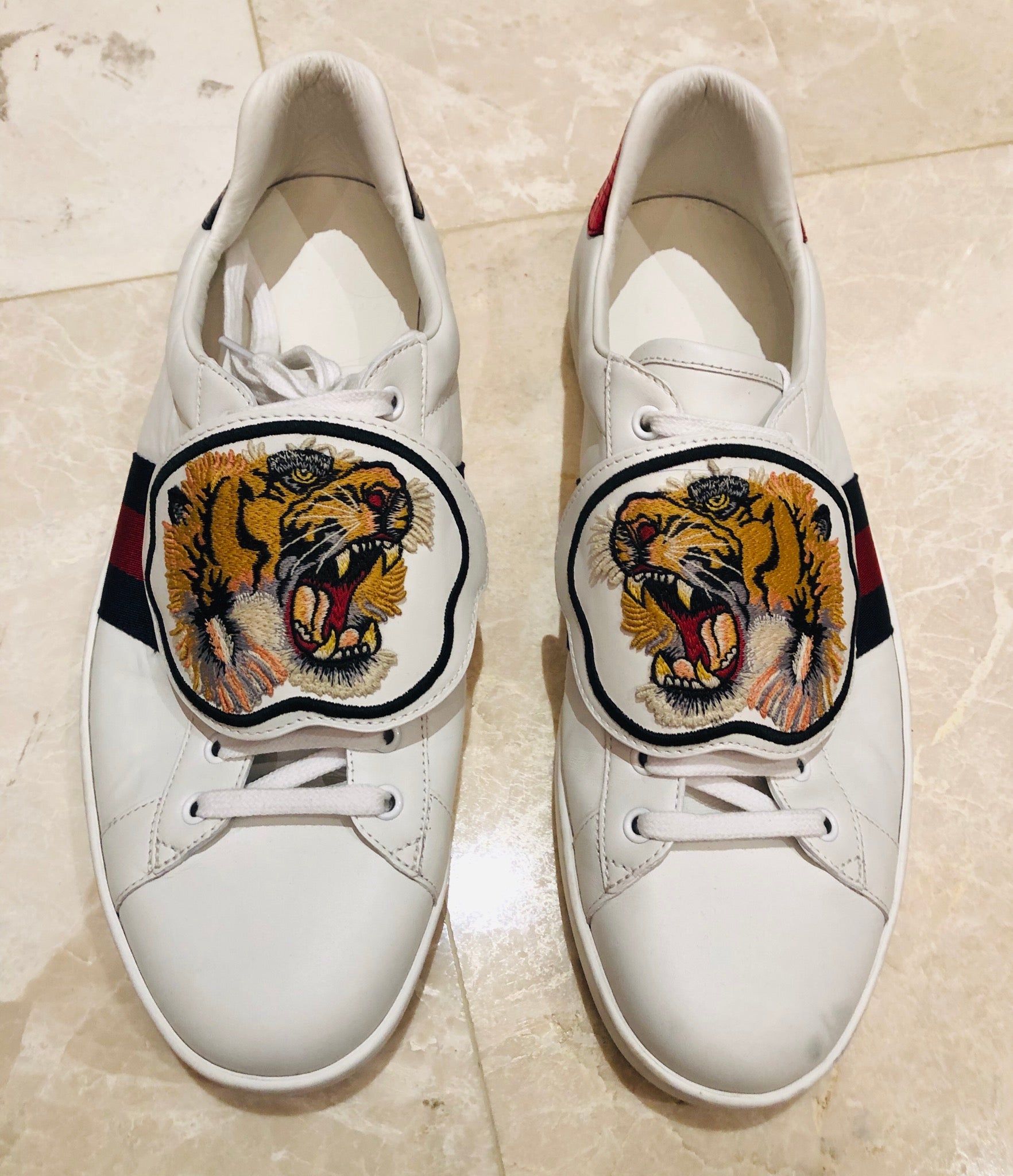 Gucci Ace Tiger Patch Sneakers Sz 12 