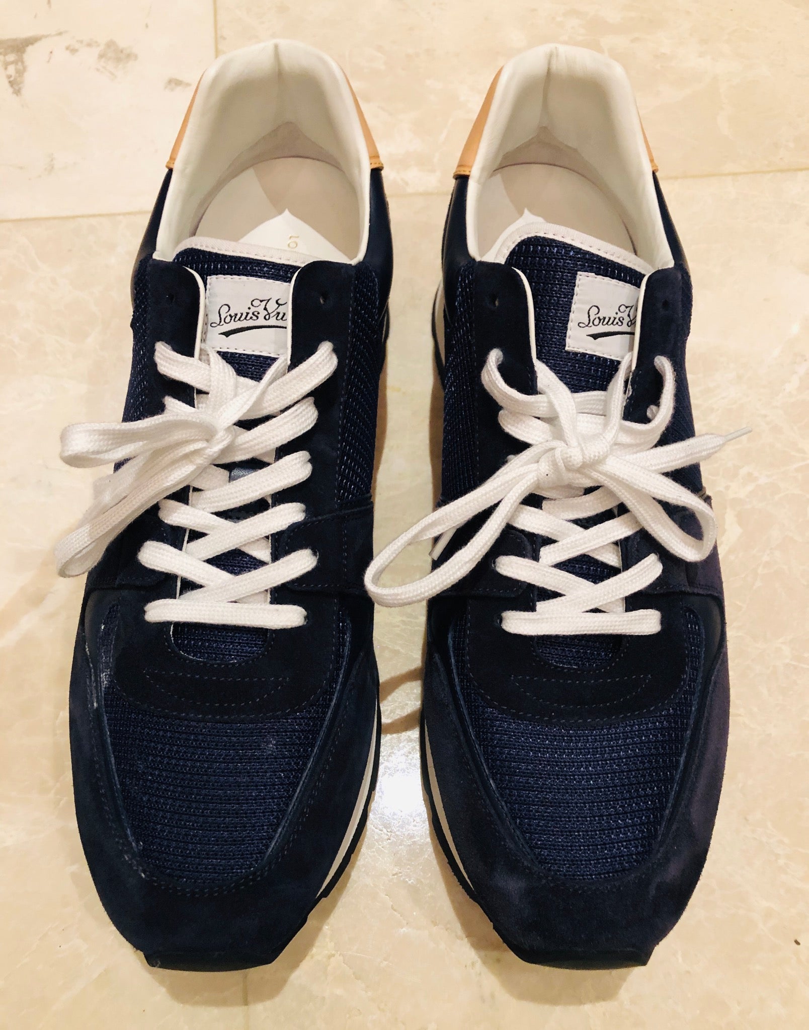 Louis Vuitton Mesh Suede Blue Sneakers Sz 12 – Wopsters Closet