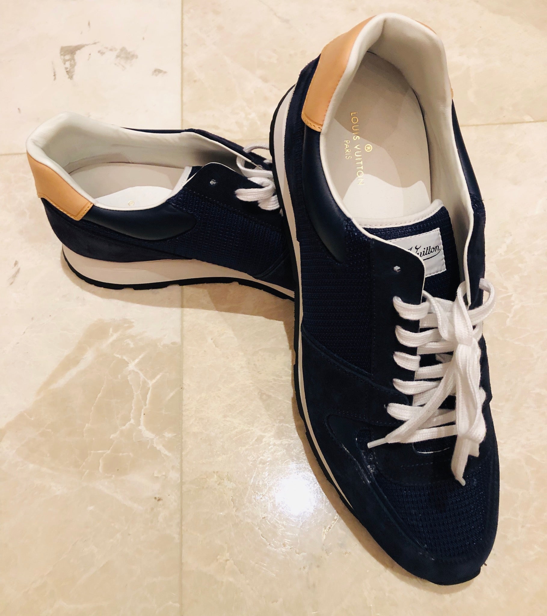 Louis Vuitton Mesh Suede Blue Sneakers Sz 12 – Wopsters Closet