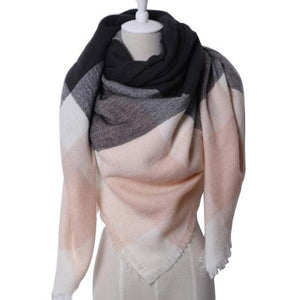 pink and gray scarf