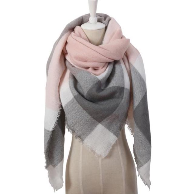 pink gray scarf