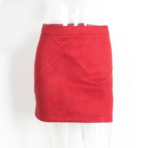 red mini pencil skirt