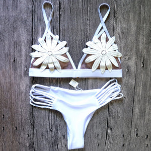 white flower swimsuit