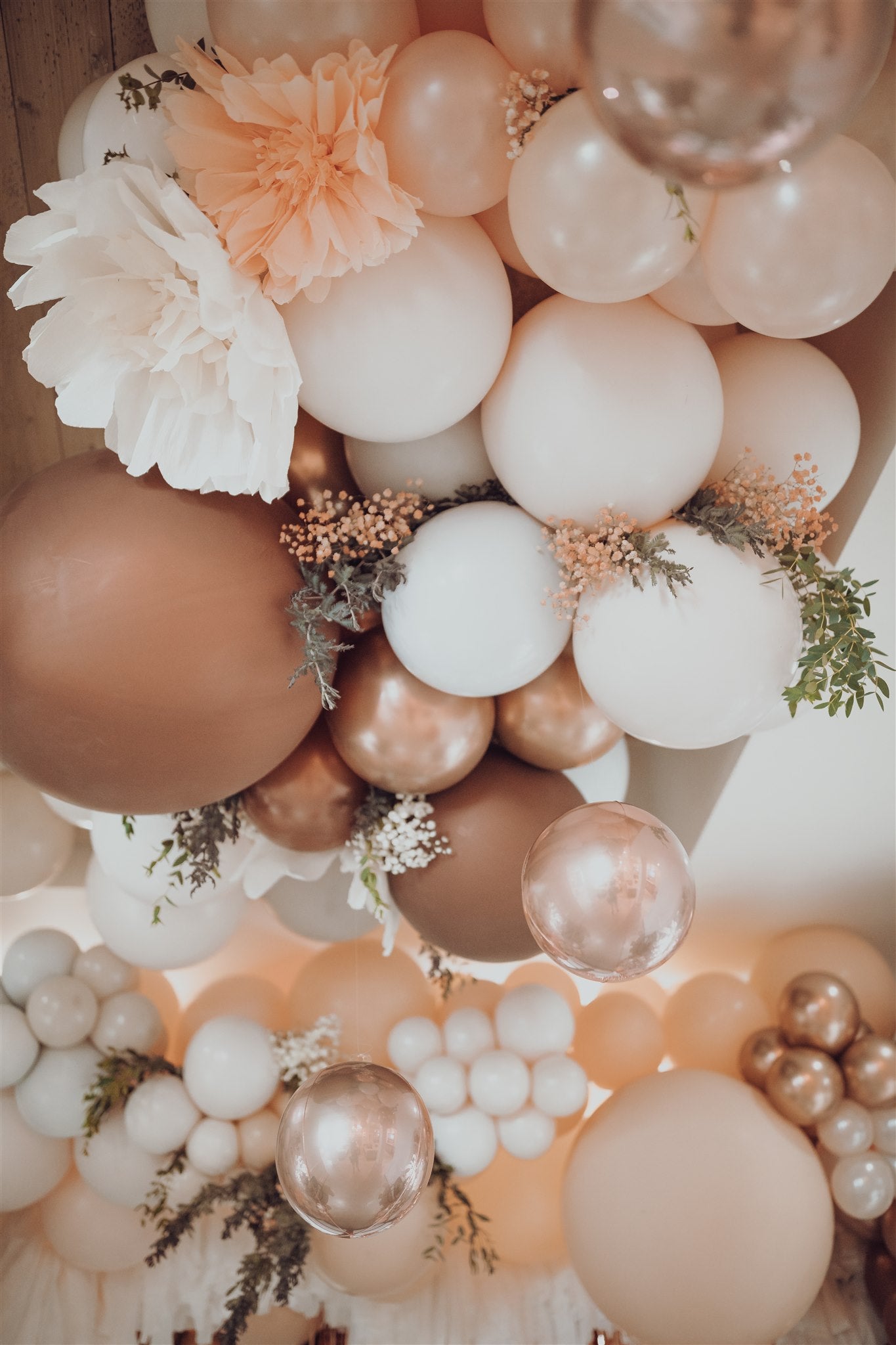 Blush Neutral Balloons and Floral by Revelry Goods in Houston TX