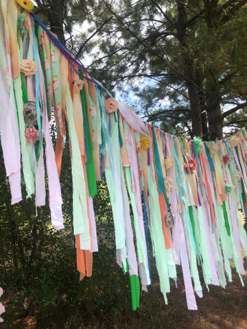 custom fabric streamer garland party decor houston, tx