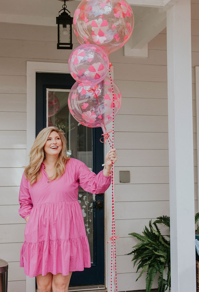 Cake and Confetti Valentine's photo shoot with custom painted balloons by Revelry Goods