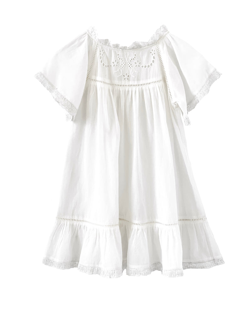 Bonne Mere | Little Vintage Papillon Short Sleeve Dress- Off White