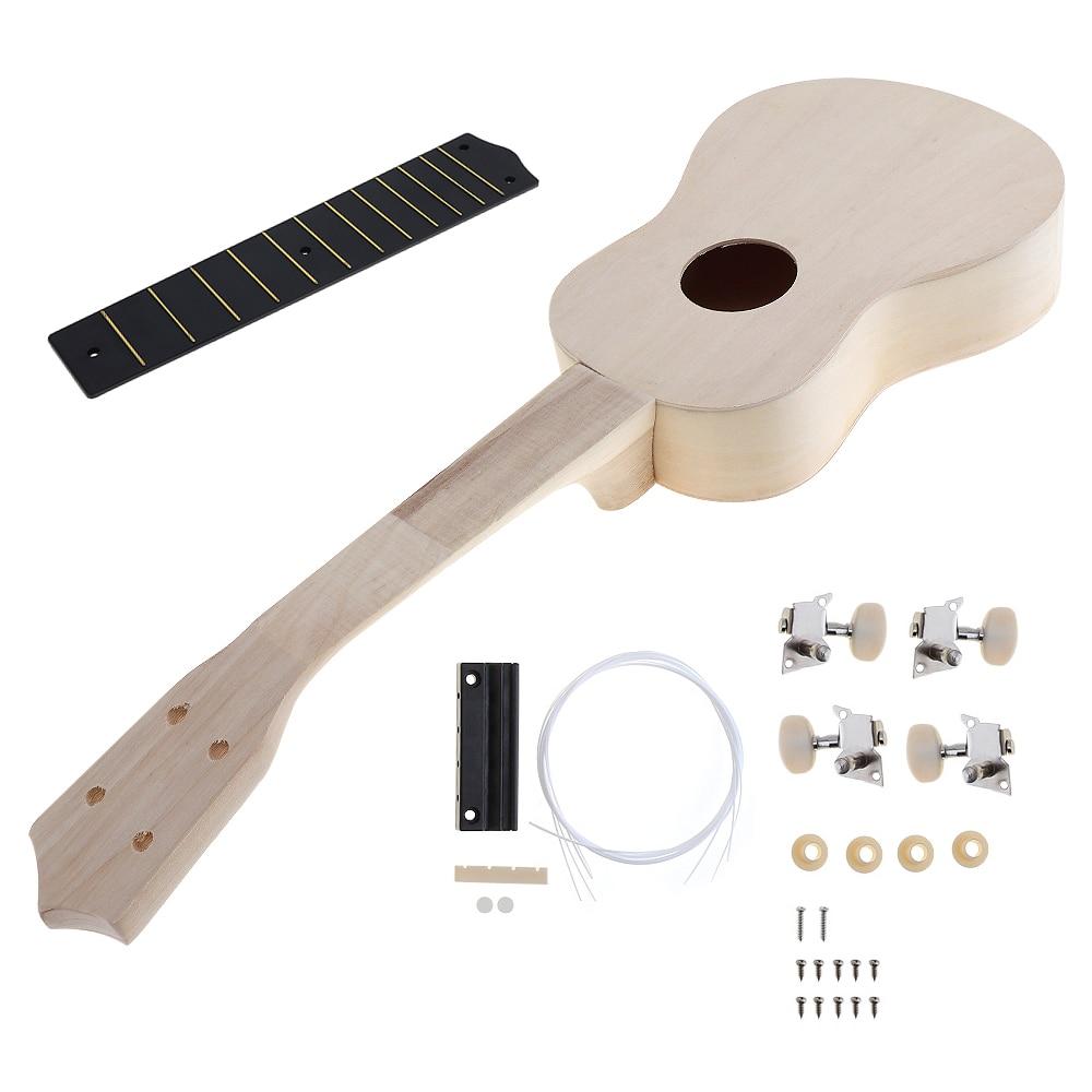 DIY Handmade Wooden Ukulele Kit - 21 Inch Soprano Hawaiian Ukulele DIY ...