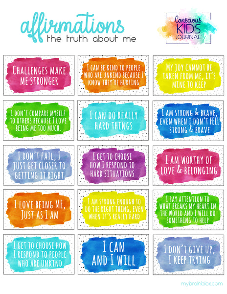 Affirmations From The Conscious Kids Journal What They Are How Th Brain Blox