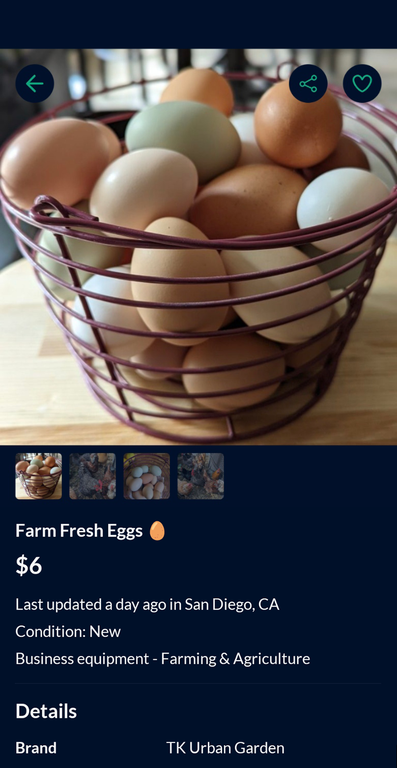 OfferUp egg sale screenshot