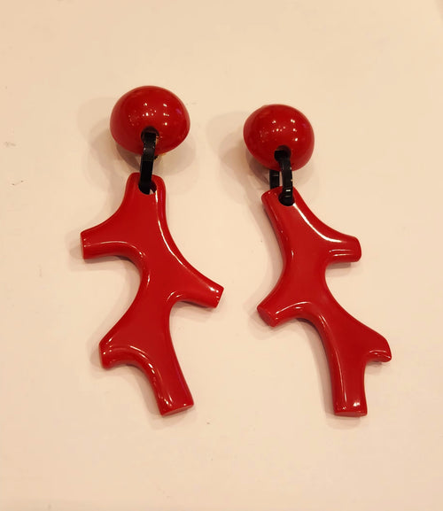 Pendientes de resina: esqueje de coral rojo