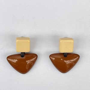 Pendientes de resinas italianas marrón y beige