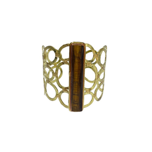 Brazalete dorado con ojo de tigre marrón