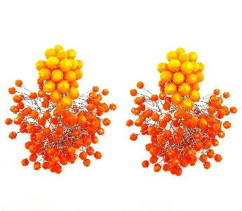 Pendientes racimo dos piezas cristal naranja