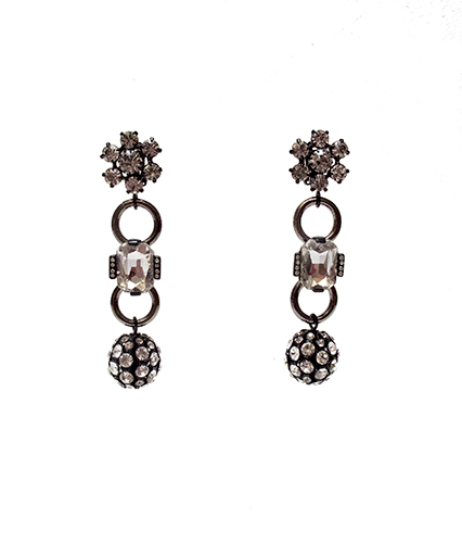 Pendientes de fiesta:  Cristal Negro y Plateado