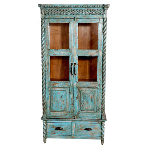 Antique Blue Finish Cabinet