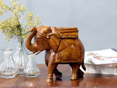 Handcrafted Rajwadi Elephant Showpiece - Animal Figurine