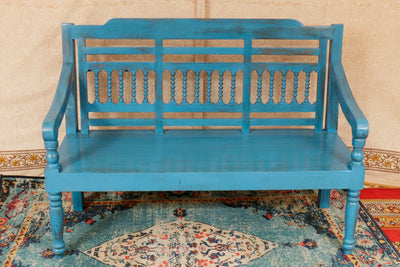 Antique blue touch Wooden Bench - Bench