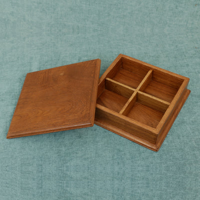 Four Compartment Square Box - Wooden Box